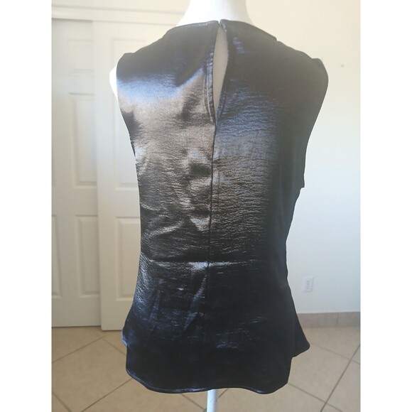 Express Womens Blouse Black Peplum Asymmetrical Top Medium Career Evening - Picture 3 of 15